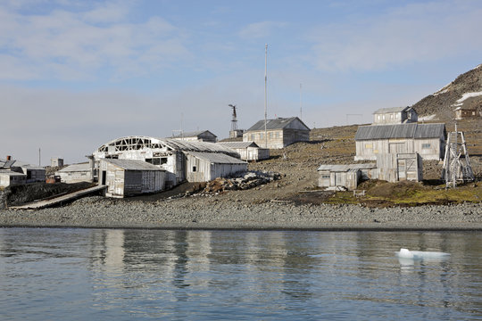 Abandoned polar station 'Tikhaya' in Arctic - Franz josef land, Russia
