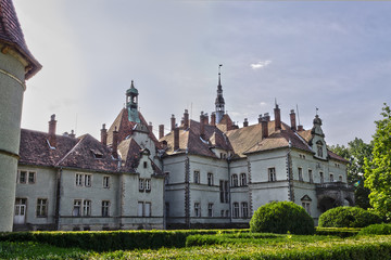 Fototapeta na wymiar Schonborn hunting castle of the 19th century in the Ukrainian Carpathians
