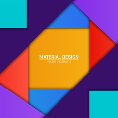 Vector material design background. Abstract creative concept layout template. For web and mobile app, paper art illustration design. style blank, poster, booklet. Motion wallpaper element. Flat ui