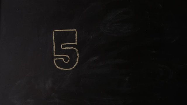 Fifty percent, half colored, drawing with chalk, concept of big sale, two equally divisible parts. Closeup, 4K Ultra HD.
