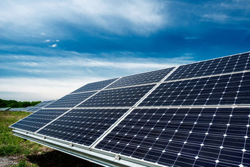 Solar panel, photovoltaic, alternative electricity source - selective focus, copy space