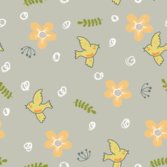 Obraz premium doodle floral seamless pattern. vector