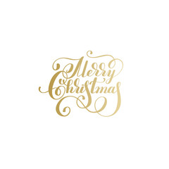 merry christmas gold logo handwritten lettering inscription holi