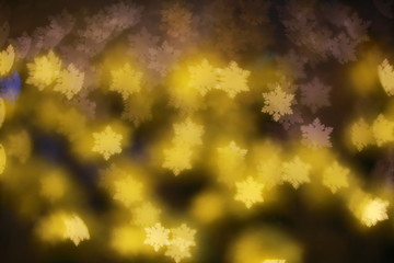 Abstract blue bokeh snowflake light