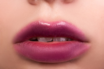 Naklejka premium Women beautiful sexy lips macro, makeup,closeup
