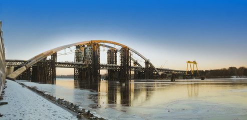 Rusty unfinished bridge in Kiev, Ukraine