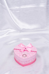 Pink heart shaped gift box wedding ring