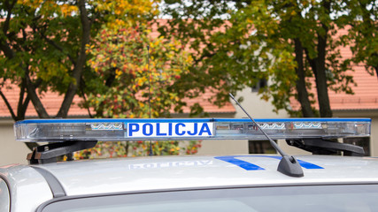 Poland, Poznan -October 1, 2016. Policja - sign Polish police on the car. © morissfoto
