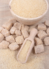 Cubes of sugar - brown sugar cane.