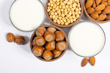 Different vegan milk - vegan drink.