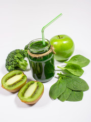 Slimming cocktail of green vegetables and fruits.