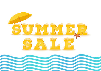 Summer sale inscription in 3d style on white background. Summer outlet, clearance, total sale concept.