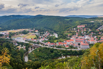 Aerial view from Kalwaria hill on Bardo town in Lower Silesia Po