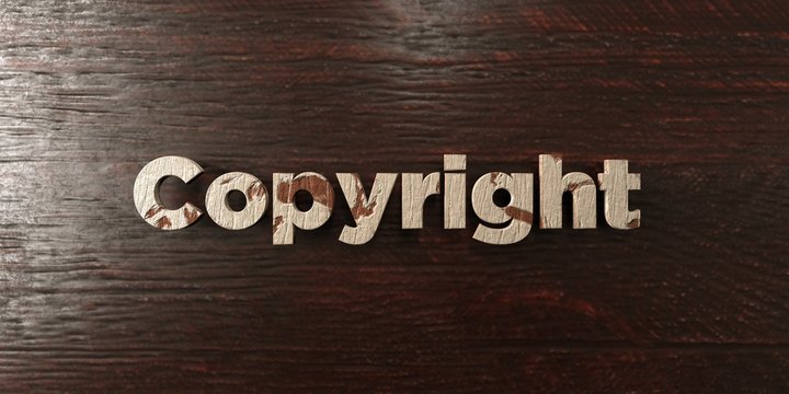 Copyright - grungy wooden headline on Maple  - 3D rendered royalty free stock image. This image can be used for an online website banner ad or a print postcard.