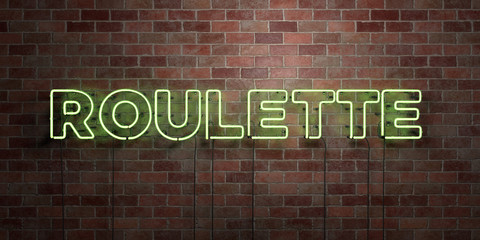 ROULETTE - fluorescent Neon tube Sign on brickwork - Front view - 3D rendered royalty free stock picture. Can be used for online banner ads and direct mailers..