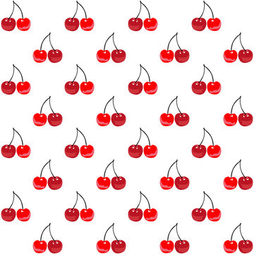 Seamless rockabilly cherry pattern. Vector wallpaper. 
