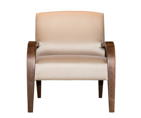 Modern textile light brown chair isolated on white background