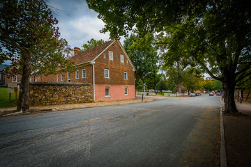 Old houses along Main Street in the Old Salem Historic District,
