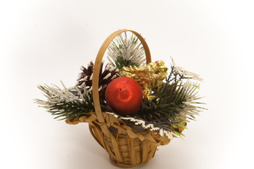 Christmas basket isolated on white background