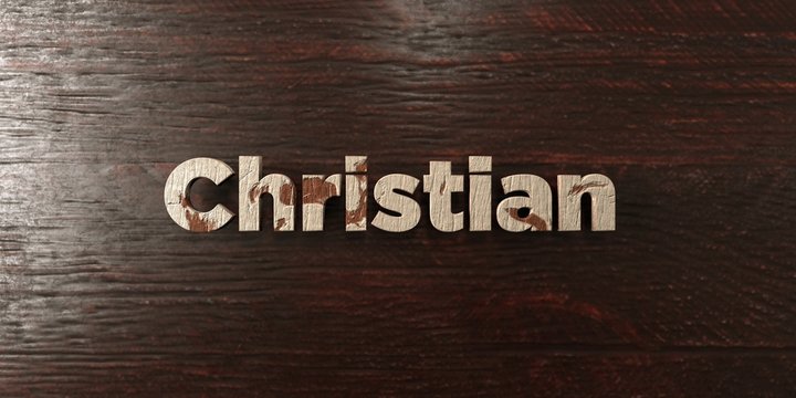 Christian - grungy wooden headline on Maple  - 3D rendered royalty free stock image. This image can be used for an online website banner ad or a print postcard.
