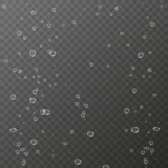 Sparkling water air bubbles. Vector illustration. Carbonated beverage, champagne, underwater air bubbles. Illustration on a transparent background