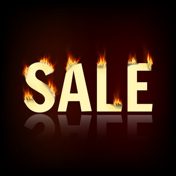 Sale design with fire. Hot sale. Vector illustration