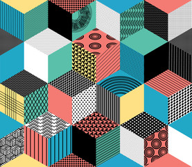 Fototapety  Seamless pattern background with textured multicolored rhombus