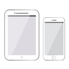 Smartphone and tablet mockup isolated on white background