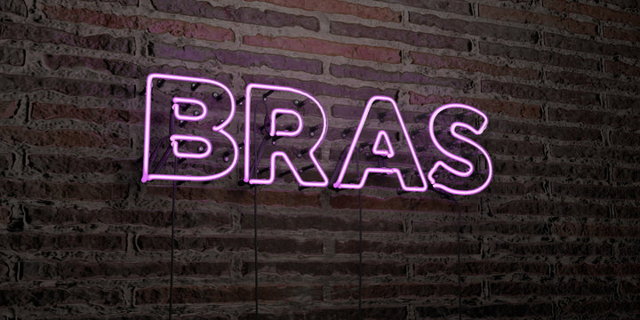 BRAS -Realistic Neon Sign on Brick Wall background - 3D rendered royalty free stock image. Can be used for online banner ads and direct mailers..