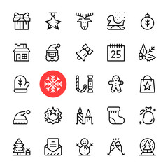 Vector Christmas icons set. Premium quality graphic design. Christmas concepts. Thin line icons set