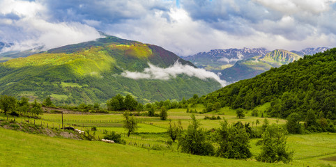 Fototapeta na wymiar meadows and pastures in the Alps of Albania, Montenegro