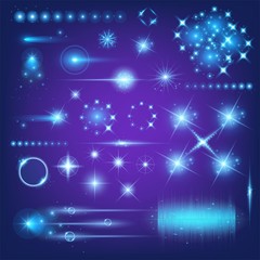 Fototapeta premium Creative concept Vector set of glow light effect stars bursts with sparkles isolated on black background. For illustration template art design, banner for Christmas celebrate, magic flash energy ray