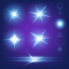 Creative concept Vector set of glow light effect stars bursts with sparkles isolated on black background. For illustration template art design, banner for Christmas celebrate, magic flash energy ray