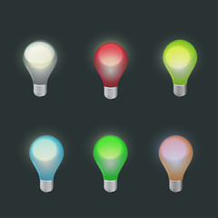 Light bulbs in different colors
