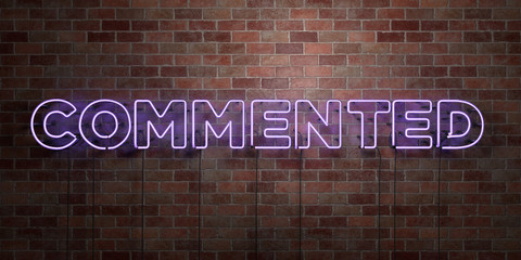 COMMENTED - fluorescent Neon tube Sign on brickwork - Front view - 3D rendered royalty free stock picture. Can be used for online banner ads and direct mailers..