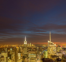 Fototapeta premium View of New York Manhattan during sunset hours