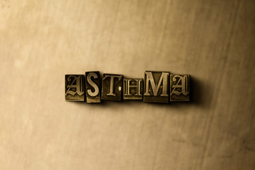 ASTHMA - close-up of grungy vintage typeset word on metal backdrop. Royalty free stock - 3D rendered stock image.  Can be used for online banner ads and direct mail.