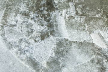 Beautiful ice with abstract cracks. Macro shot.
