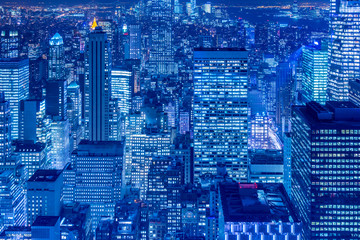 Obraz premium Night view of New York Manhattan during sunset