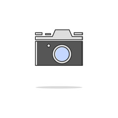 Retro camera color thin line icon.Vector illustration