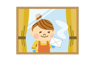 掃除をする女性