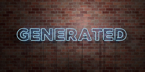 GENERATED - fluorescent Neon tube Sign on brickwork - Front view - 3D rendered royalty free stock picture. Can be used for online banner ads and direct mailers..