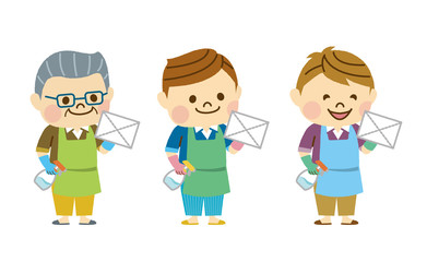 掃除をする男性