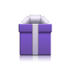 Realistic violet gift box, vector isolated illustration.