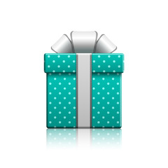 Realistic blue gift box, vector isolated illustration.
