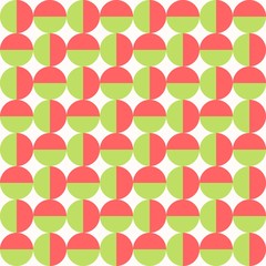 Abstract seamless pattern of half circle in green and red color
