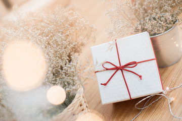Fototapeta na wymiar Gift box for celebrating Christmas, Valentine or an anniversary