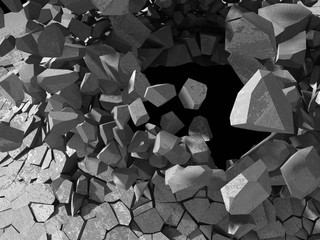Concrete chaotic explosion demolition abstract background