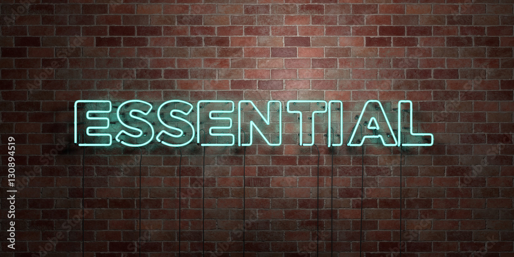 Canvas Prints essential - fluorescent neon tube sign on brickwork - front view - 3d rendered royalty free stock pi
