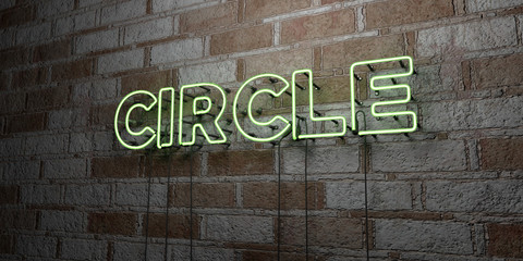 Fototapeta na wymiar CIRCLE - Glowing Neon Sign on stonework wall - 3D rendered royalty free stock illustration. Can be used for online banner ads and direct mailers..